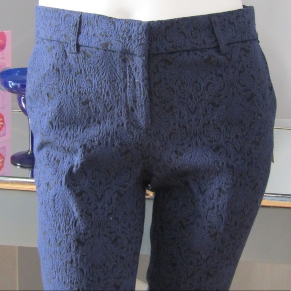 Adrienne Vittadini Blue Black Lace Textured Pants - Picture 3 of 7